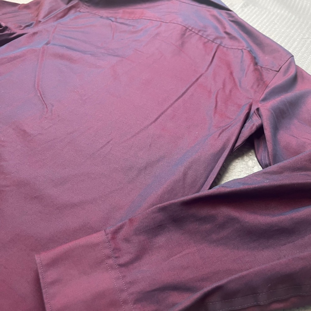 Perry Ellis Mens Burgundy Long Sleeve Button Down Shirt Non Iron Dress - Picture 9 of 10
